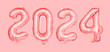 Pink foil balloons with the number 2024.