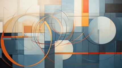 Wall Mural - craft an abstract geometric composition using intersecting lines and translucent layers, exuding a s