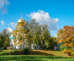 Wall Mural - autumn landscape with church