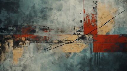 Wall Mural - design a grunge-style abstract composition with distressed textures and edgy, urban vibes.
