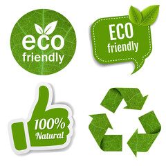 Sticker - Eco friendly Label With Leaves Isolated