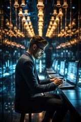Leinwandbilder - IT Programmer, IT technician working on network programming with online technology.