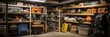 Shelving for things that are rarely used, storing things in the basement of the house or in a special container room,pantry or storage shed, banner