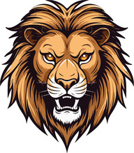 Lion Head Isolated On White, Mascot Vector, Png, Cutout