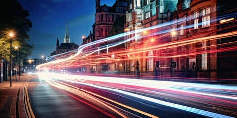 Aufkleber - A City at Night with Captivating Light Trails, Illuminating the Streets of the British Capital