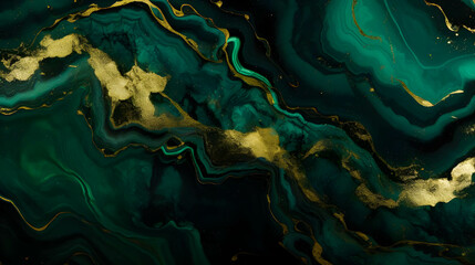 Wall Mural - marble green and gold powder