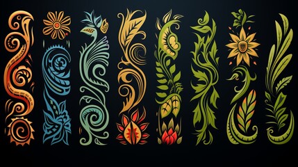 Wall Mural - Tattoo in Polynesian and Maori style, preparation of patterns and designs for the body, skin painting.