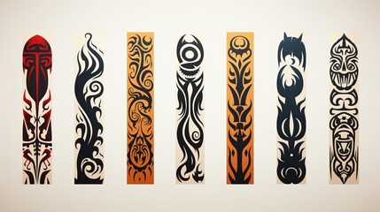 Wall Mural - Tattoo in Polynesian and Maori style, preparation of patterns and designs for the body, skin painting.