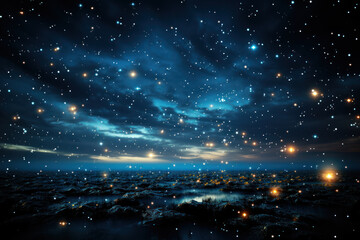 Wall Mural - a serene, cloudless night sky filled with countless twinkling stars and a bright moon. concept of a 