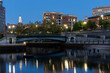 River walk in downtown Providence at dusk