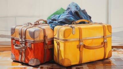 Colorful suitcases for long trips