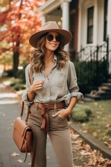 Wall Mural - Beautiful fashionable fall outfits