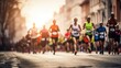 © Krtola  - Group of blurred people are running a marathon in the city