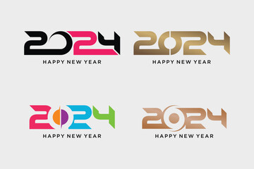 Wall Mural - 2024 happy new year logo design template with creative idea