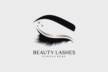 eyelashes logo design for beauty icon with creative idea