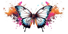 Abstract Closeup Butterfly Vector Isolated On Transparent Background.generative Ai