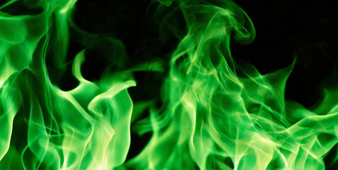 Poster - green flame fire magic on transparent background generative ai 