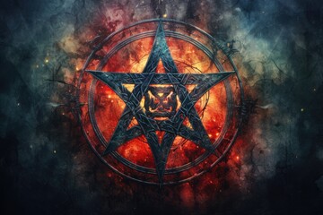 Symbolic pentagram on an abstract background