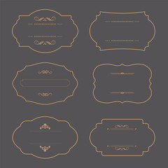Wall Mural - Vector frame set. Decorative golden frames isolated illustrations. Wedding design elements. Decorated borders