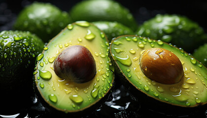 Wall Mural - Macro texture of avocados, in graflex speed graphic style,