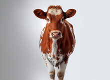 Close-up Of A Brown Cow Isolated.