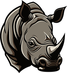 Sticker - Majestic Wilderness in Shadows Rhino Icon in Noirs Beauty Natures Beauty in Black Rhino Emblems Detailed Design