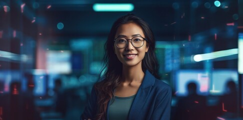 Asian Woman Software Developer Industry Lifestyle Concept Generative AI