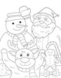Christmas illustration cartoon drawing for coloring page.