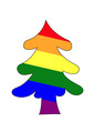 Gay rainbow Christmas tree. Clipart isolated on white background.