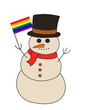 gay pride Christmas snowman. illustration cartoon drawing.