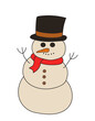 Christmas snowman. illustration cartoon drawing.