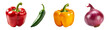 Red Hot Chili Peppers, Red Onion on an isolated background, transparent background PNG, Bell Peppers, Jalapeño 
