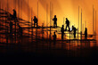 © SHOTPRIME STUDIO - Work sunset silhouette site engineer safety industrial people business construction