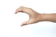 © AriaSandi - Hand making gesture while taking  something isolated. hand showing or holding something closeup. hand measuring invisible items.