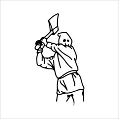 vector illustration of a man using an axe