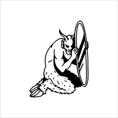 vector illustration of a devil holding a glass