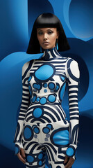 Wall Mural - Captivating Surrealistic Fashion Model in Abstract Costume, A Mesmerizing Blend of Art and Style