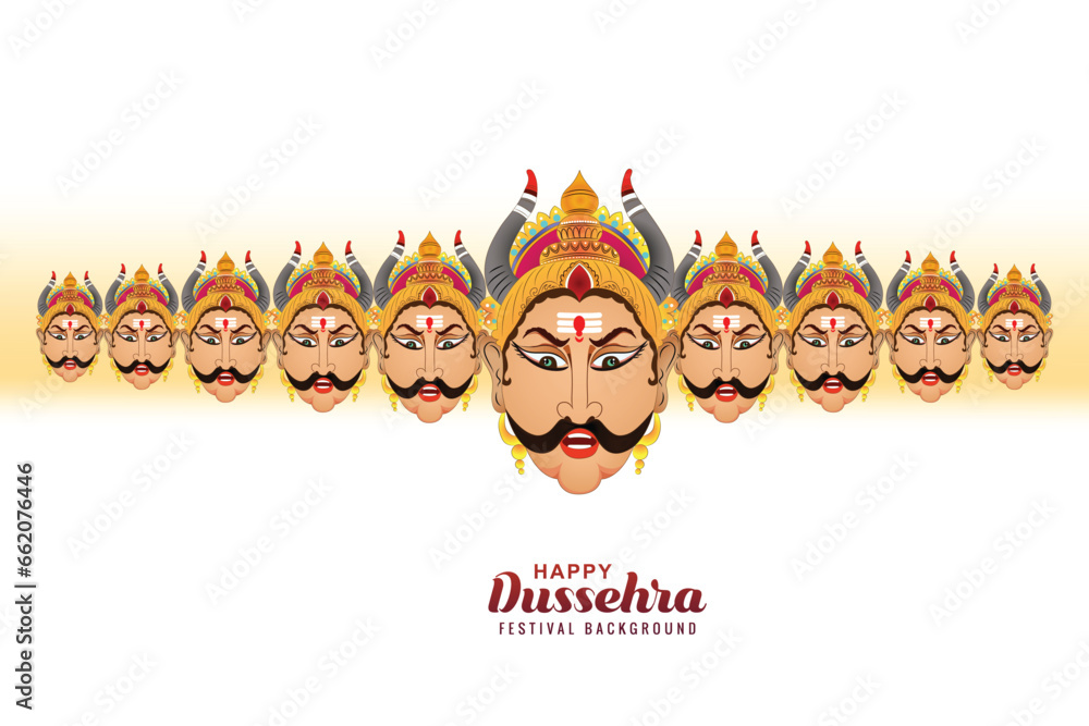 Angry Face Ravan Happy dussehra celebration angry ravan with ten heads card background ...