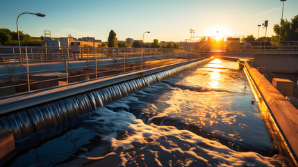 Wall Mural - Industrial wastewater treatment plant purifying water