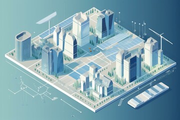 Illustration of sustainable future city with variations. Generative AI