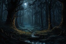 A Moonlit Forest. Generative AI