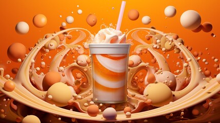 Wall Mural - Illustration of orange milkshake, fresh and sweet. Generative ai