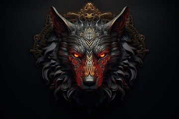 Sticker - art print of an ornate wolf. fit for apparel, book cover, poster, print.