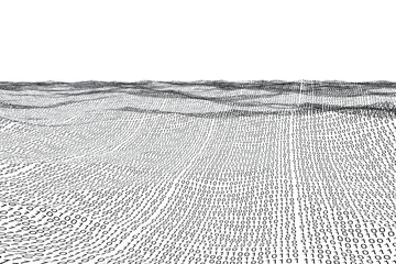 Digital png illustration of landscape with binary language on transparent background