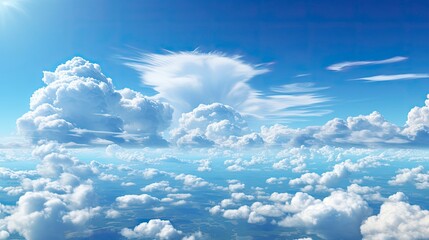 Wall Mural - amazing beautiful of blue sky with clouds from above, copy space, Generative AI