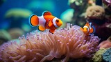 Fototapeta Do akwarium - clownfish on reef ai generated