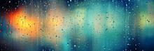 Abstract Colourful Background With Rain Drops On Window Glass