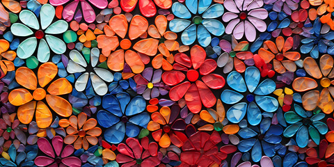 Wall Mural - floral abstract colourful flower mosaic background