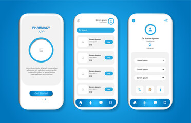 Wall Mural - online pharmacy concept design for mobile application. pharmacy platform screen with products and do
