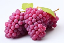 Purple Grapes Bunch Isolated On White Background